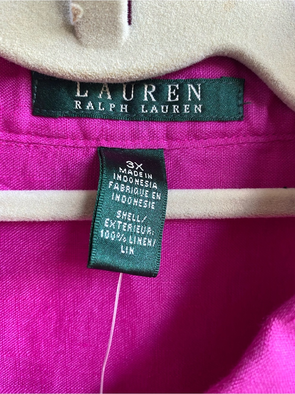 Lauren Ralph Lauren Linen Button-Down Shirt in Bright Fuchsia - 3X New with tags - Picture 5 of 9
